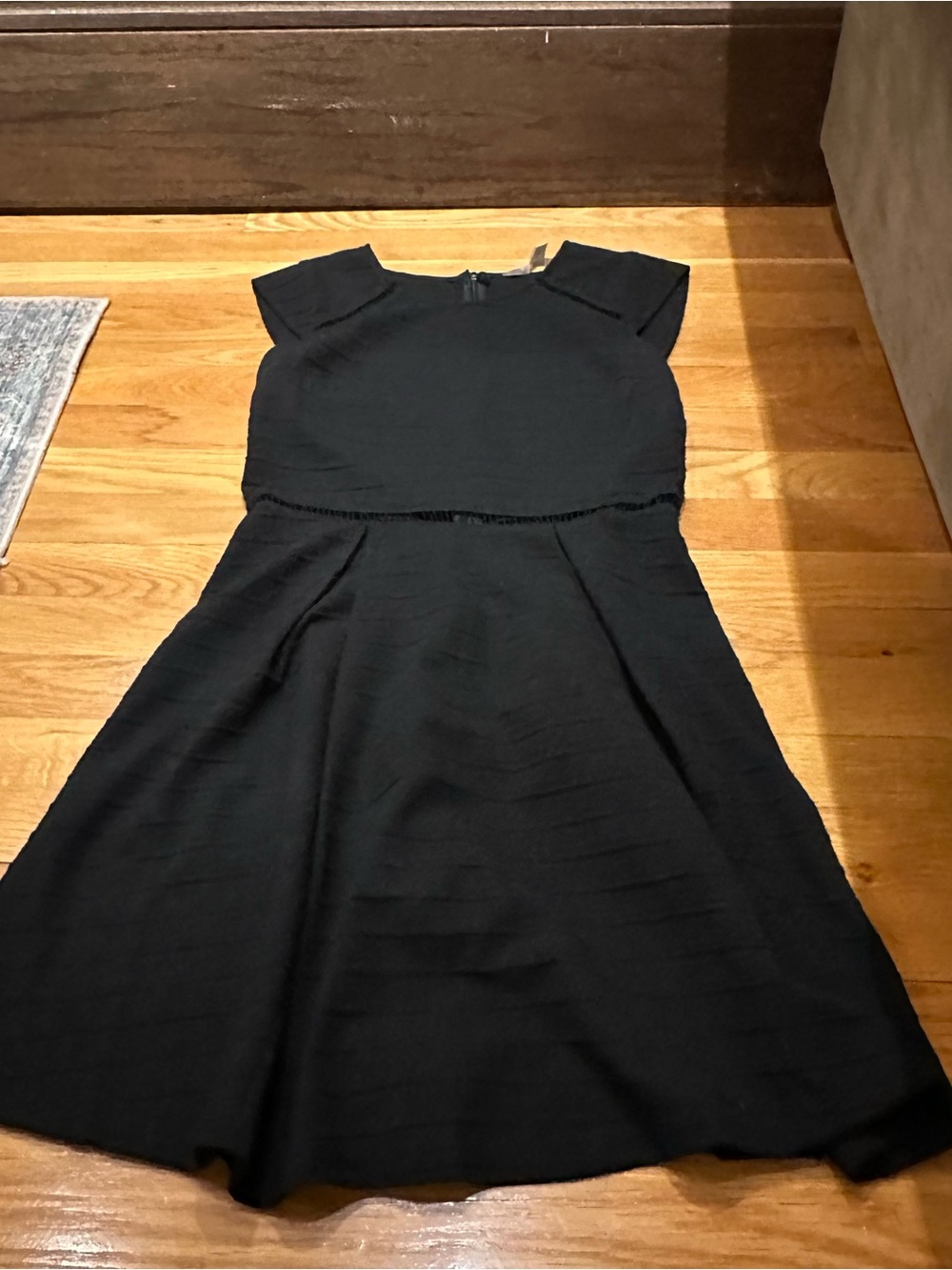 miami Black Cap-Sleeve Midi Fit-and-Flare Dress